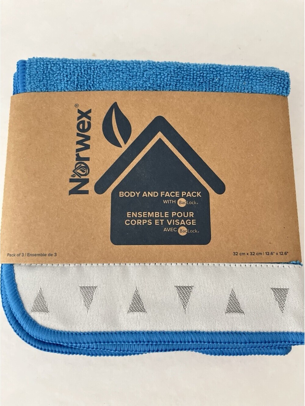 Norwex Body and Face Pack with BacLock – Ultra Soft Cloths Set of 3 Blue Marine